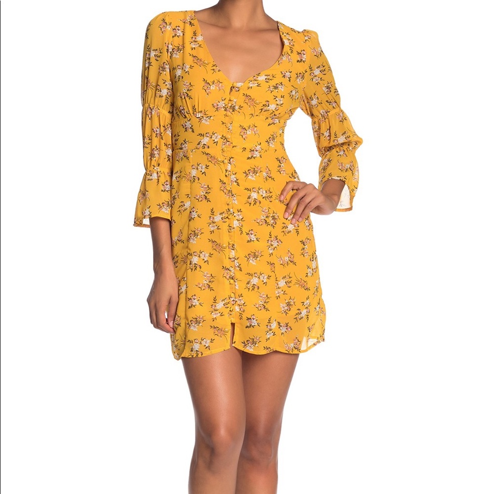 Mello Day Floral Button Mini Dress